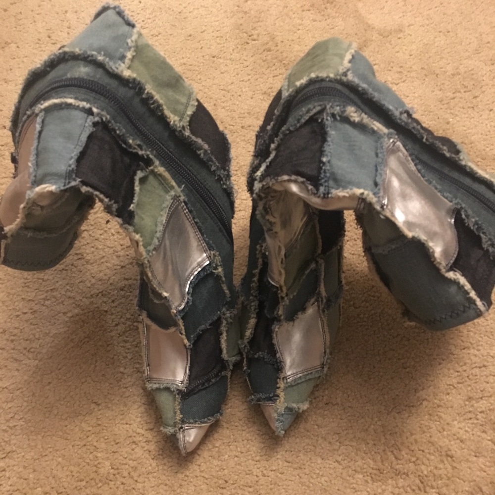Jeffrey Campbell Denim Patchwork Boots - Picture 3 of 5